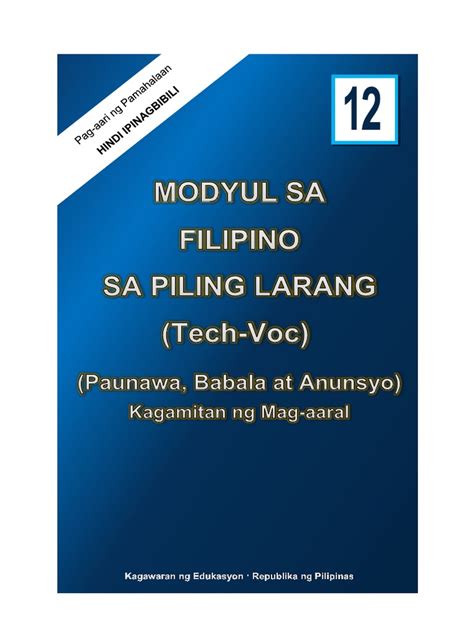 Modyul Sa Piling Larang (Tech Voc) Paunawa Babala Anunsyo.